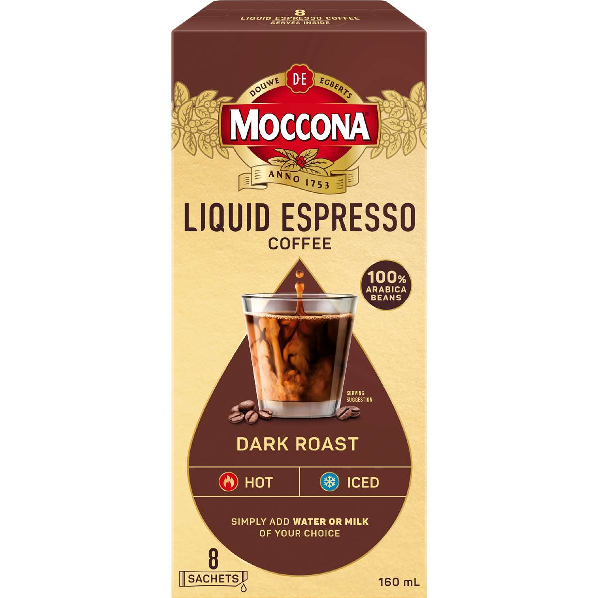Moccona Liquid Coffee Concentrate Sachets Espresso Dark Roast 8 pack