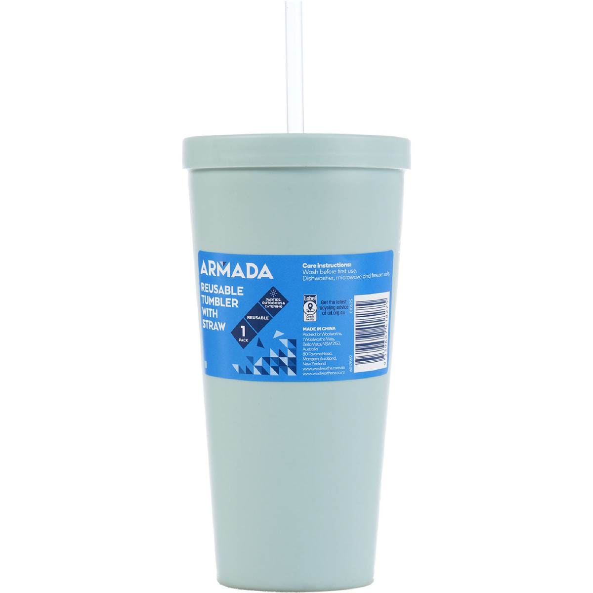 Armada Reusable Tumbler With Straw Assorted
