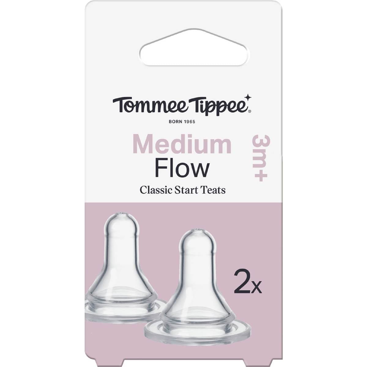 Tommee Tippee Classic Start Teats Medium Flow 3M+ 2 pack