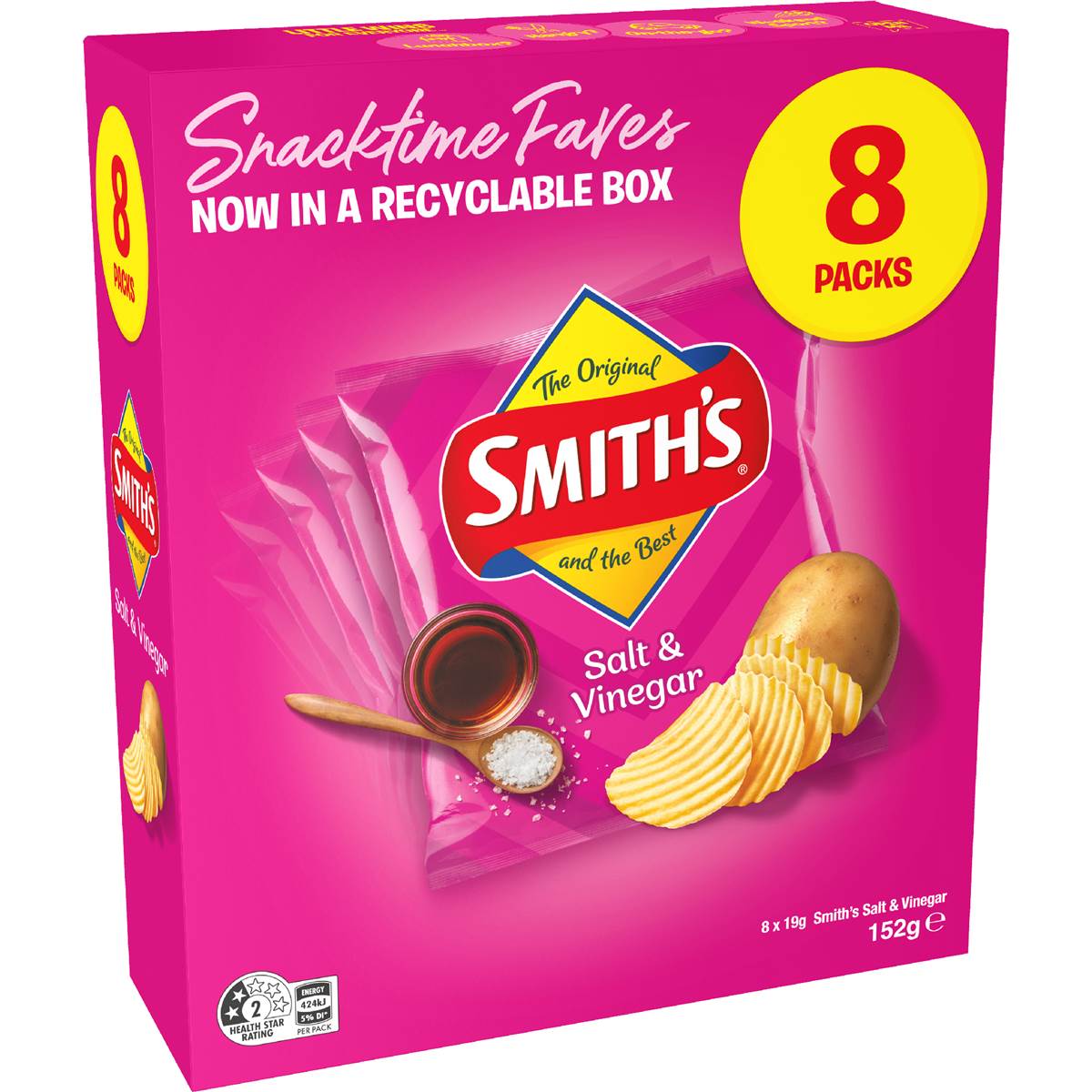 Smith's Salt & Vinegar Potato Chips 19g x 8 pack