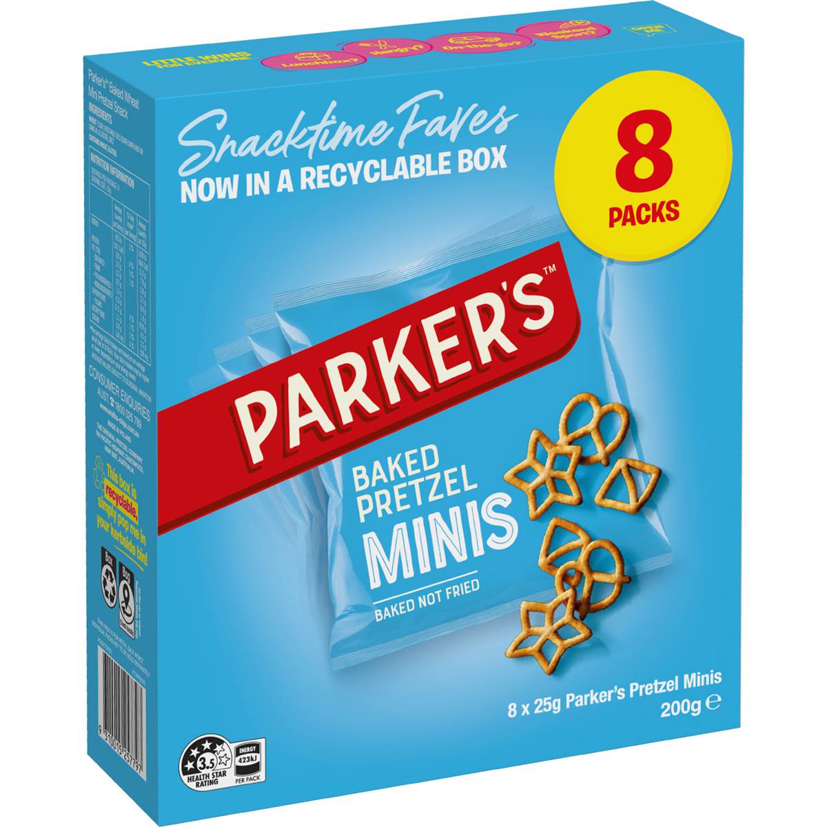 Parker's Baked Pretzels Mini Minis 25g x 8 pack