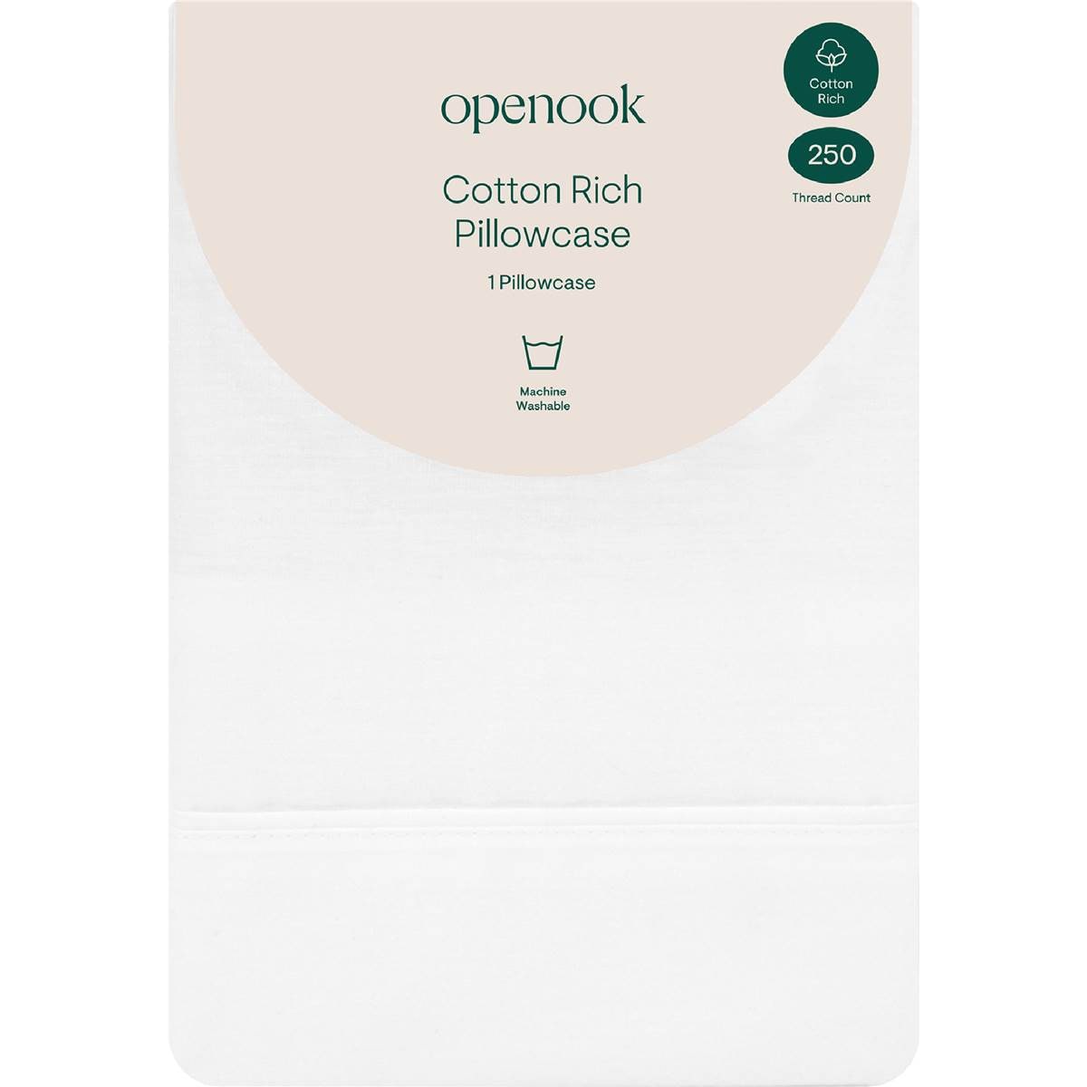 Openook 250TC Cotton Rich Pillowcase White
