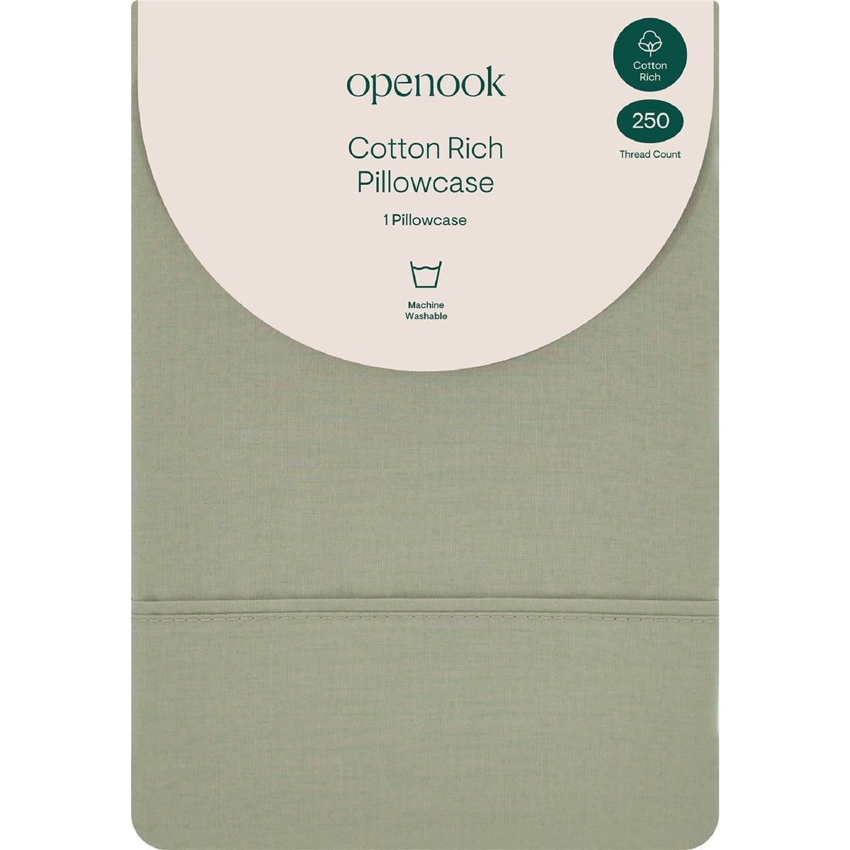Openook 250TC Cotton Rich Pillowcase Green