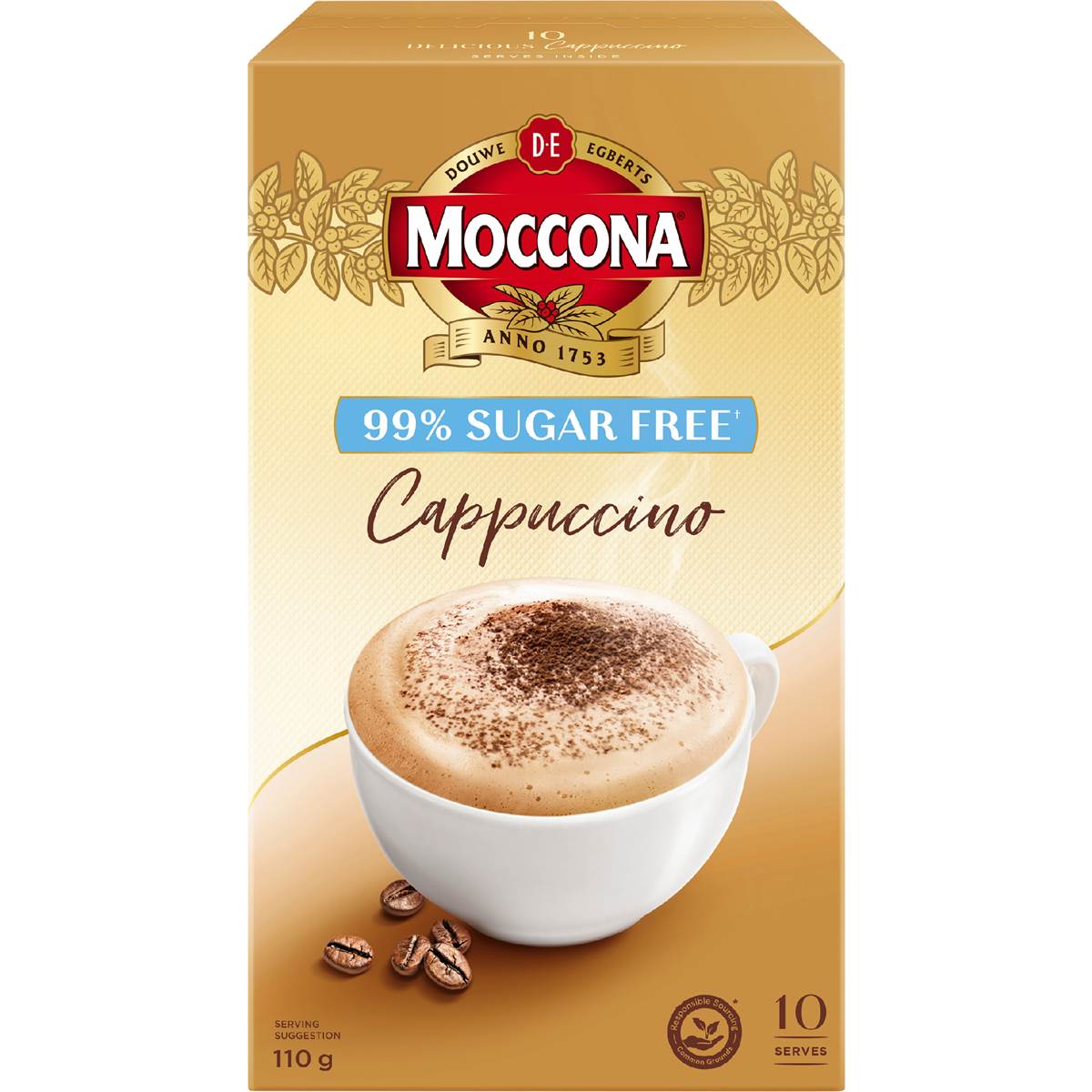 Moccona Coffee Sachets 99% Sugar Free Cappuccino 10 pack