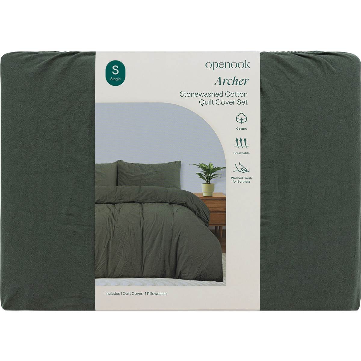 Openook Cotton Quilt Cover Set Single Bed Assorted