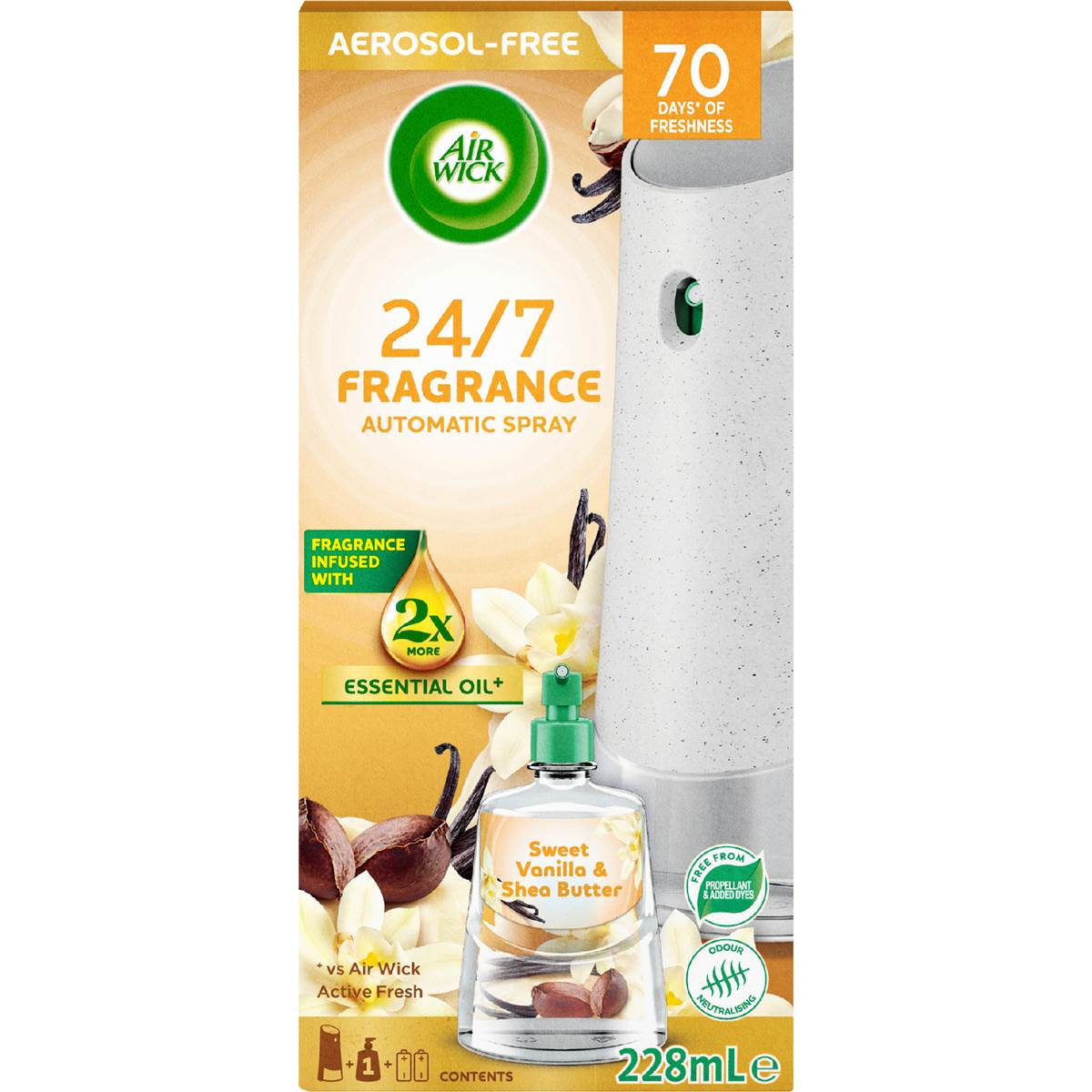 Air Wick 2x Essential Oil Auto Freshener Vanilla & Shea 228mL