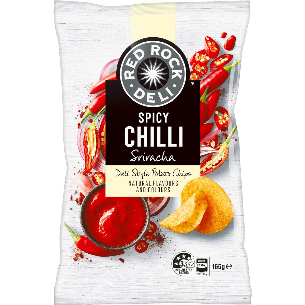 Red Rock Deli Potato Chips Spicy Chilli Sriracha 165g