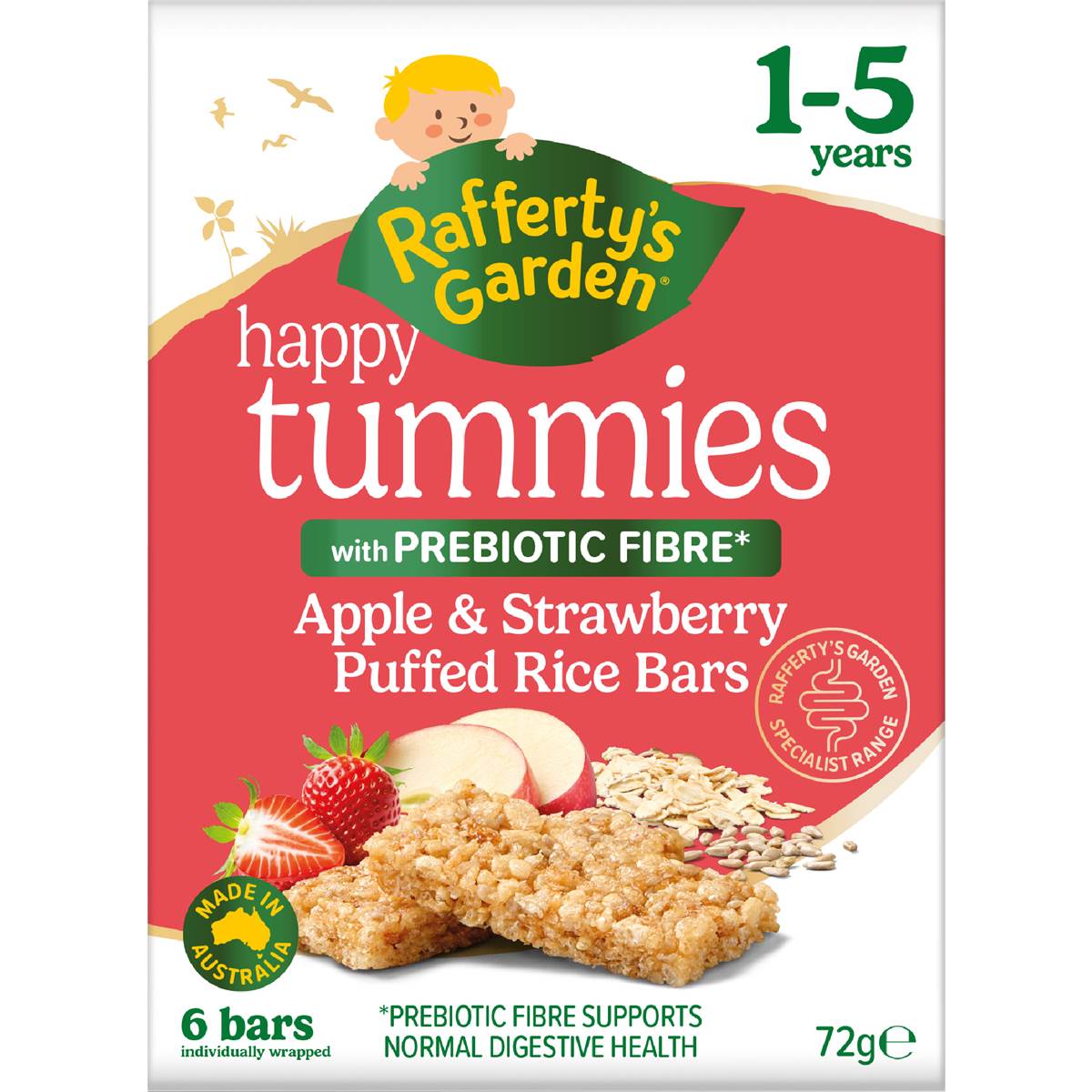 Rafferty's Garden Happy Tummies Apple & Strawberry Puffed Rice Bars