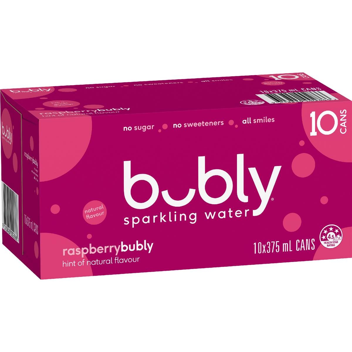 Bubly Sparkling Water Cans Raspberry 375mL x 10 pack