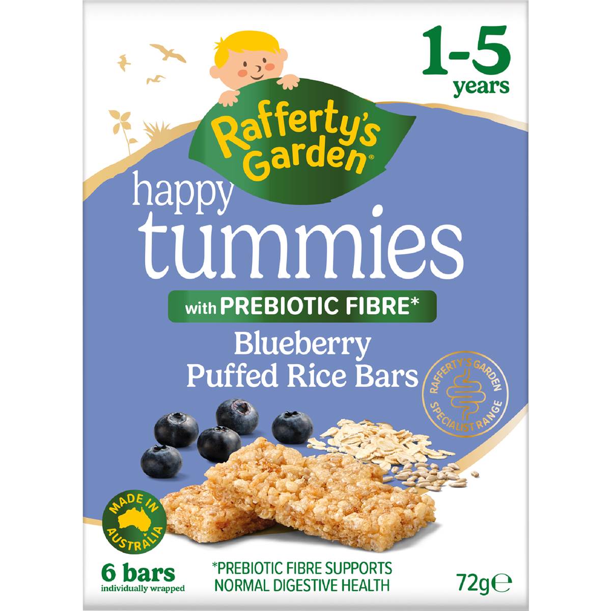 Rafferty's Garden Happy Tummies Blueberry Puffed Rice Bars