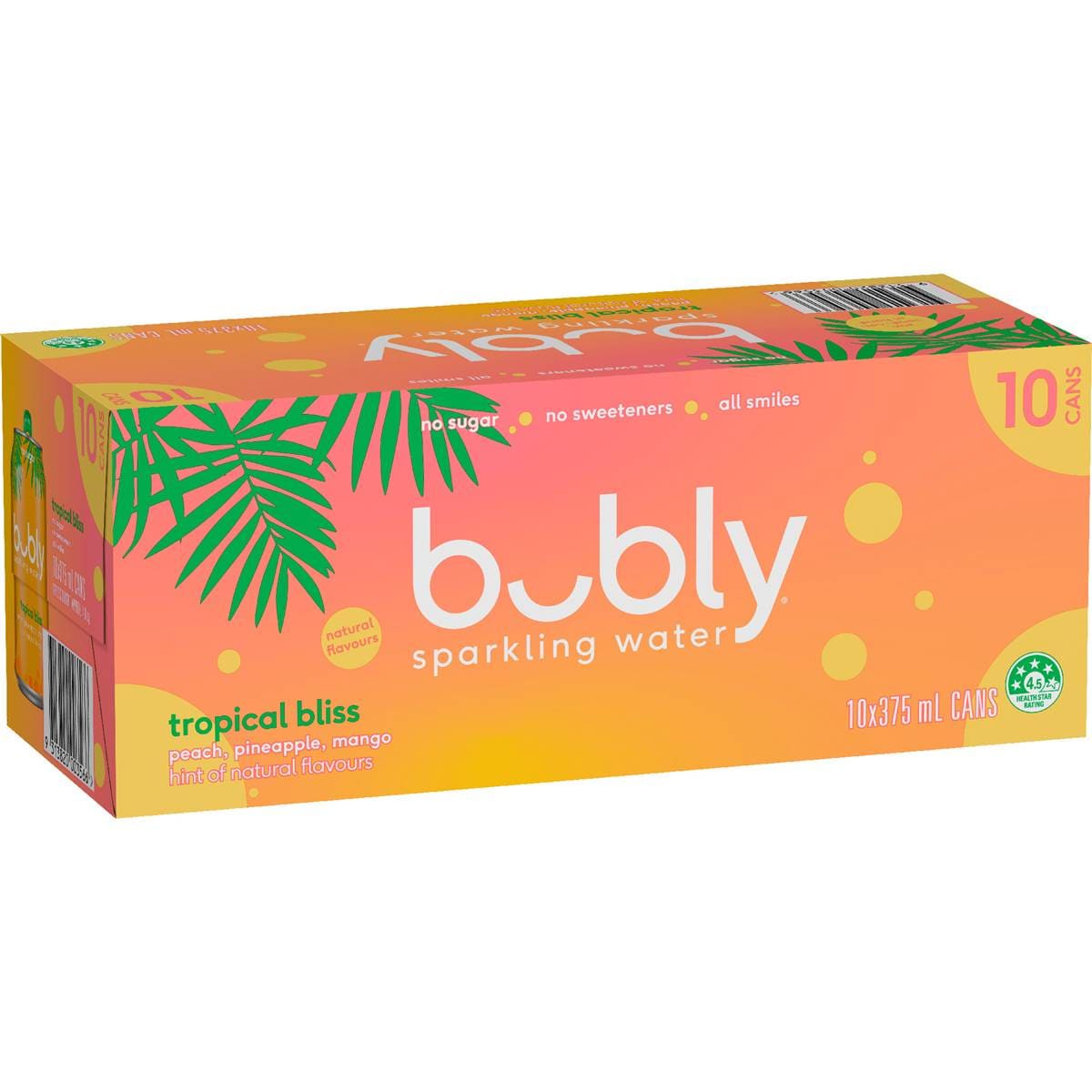 Bubly Sparkling Water Cans Tropical Bliss 375mL x 10 pack