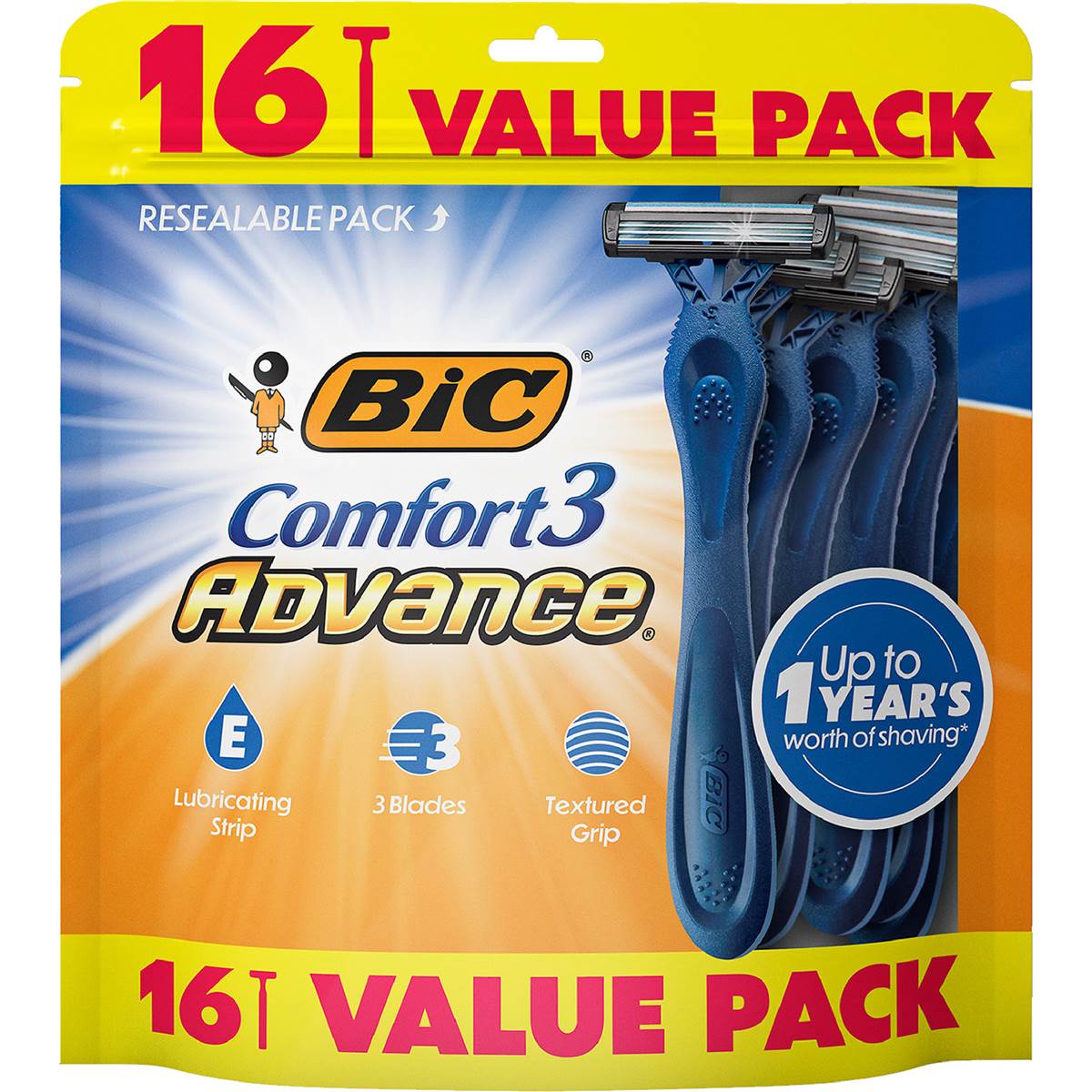 BIC Comfort 3 Advance Disposable Razors 16 pack – Woolworths