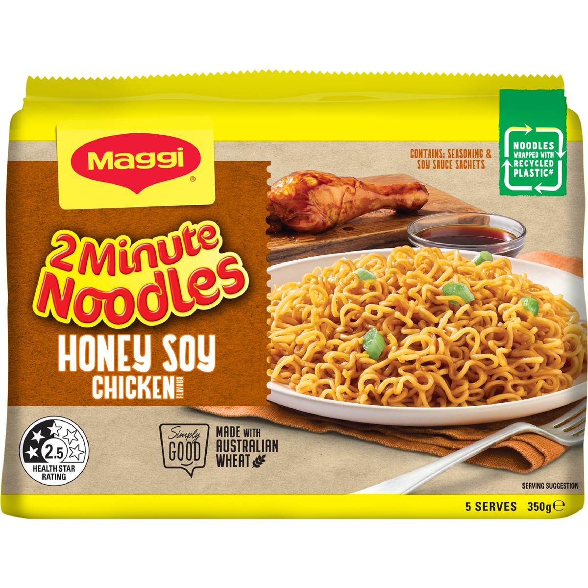 Maggi 2 Minute Noodles Honey Soy Chicken 350g 5 pack