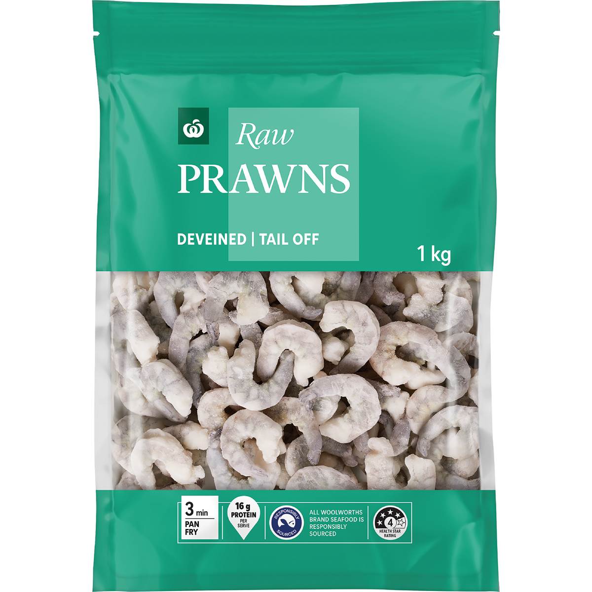 Woolworths Raw Prawns Deveined Tail Off