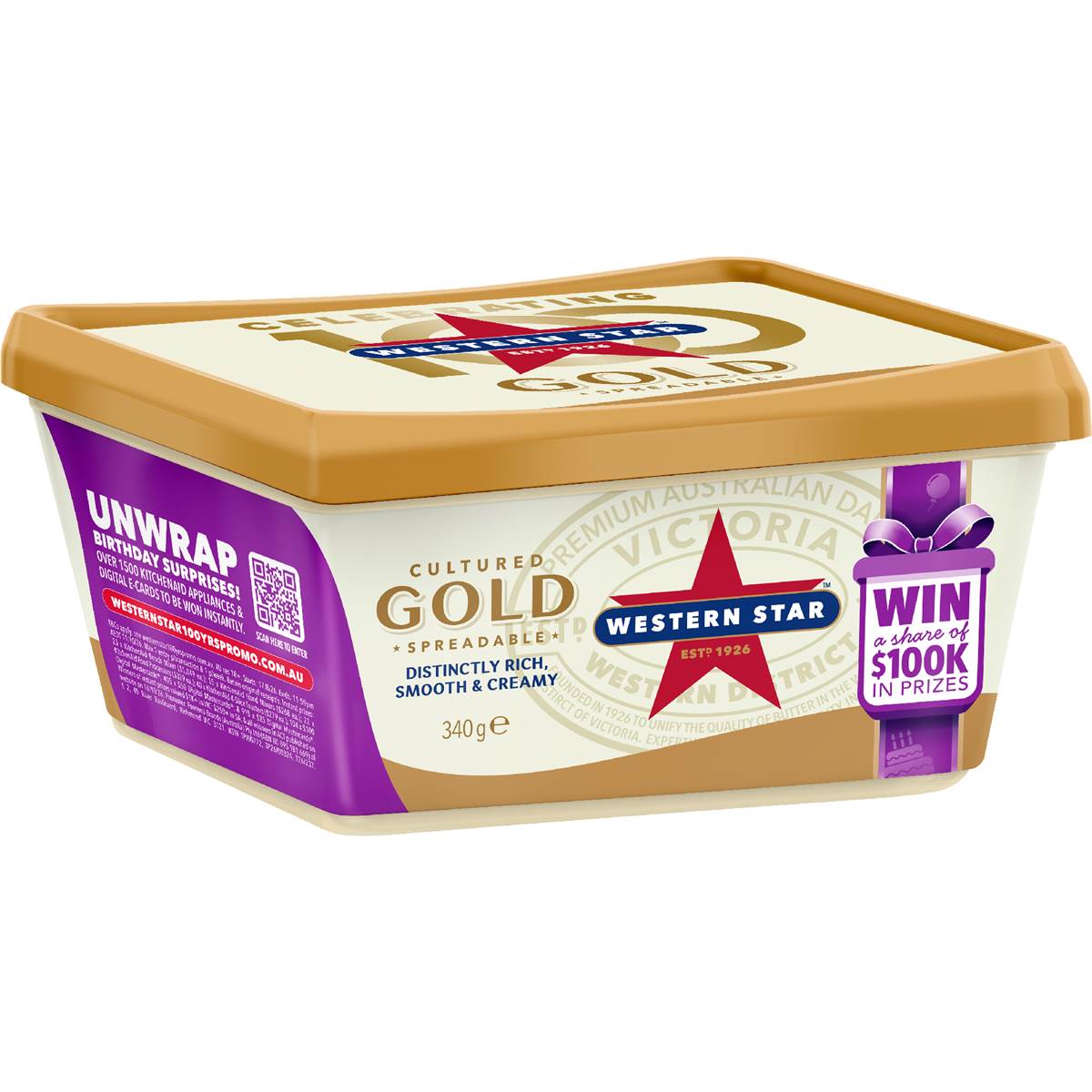 Western Star Gold Salted Cultured Butter 340g