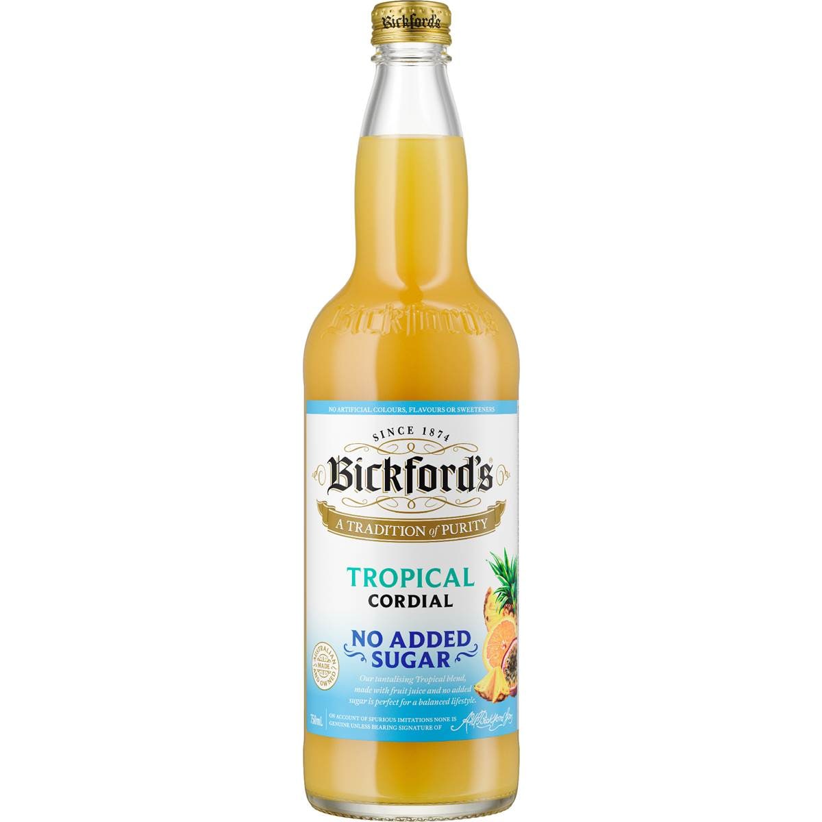 Bickford's No Added Sugar Cordial Tropical