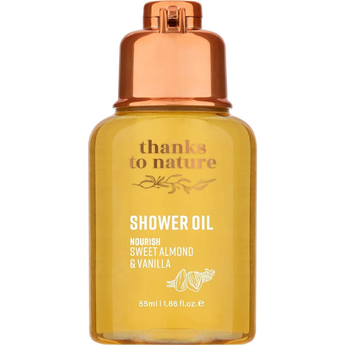 Thanks To Nature Shower Oil Nourish Almond & Vanilla 55mL