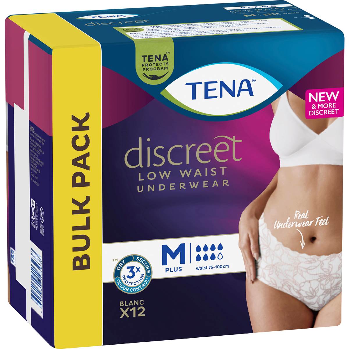 Tena Incontinence Pants Discreet Women Low Waist White Size M 12 pack