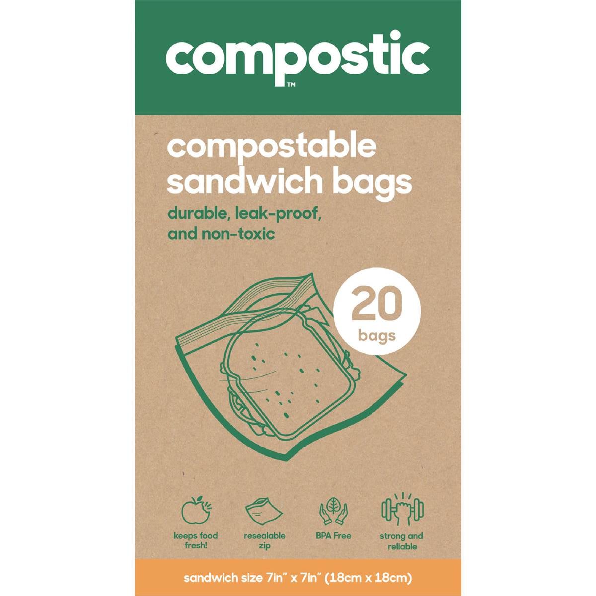 Compostic Compostable Sandwich Bags 20 pack