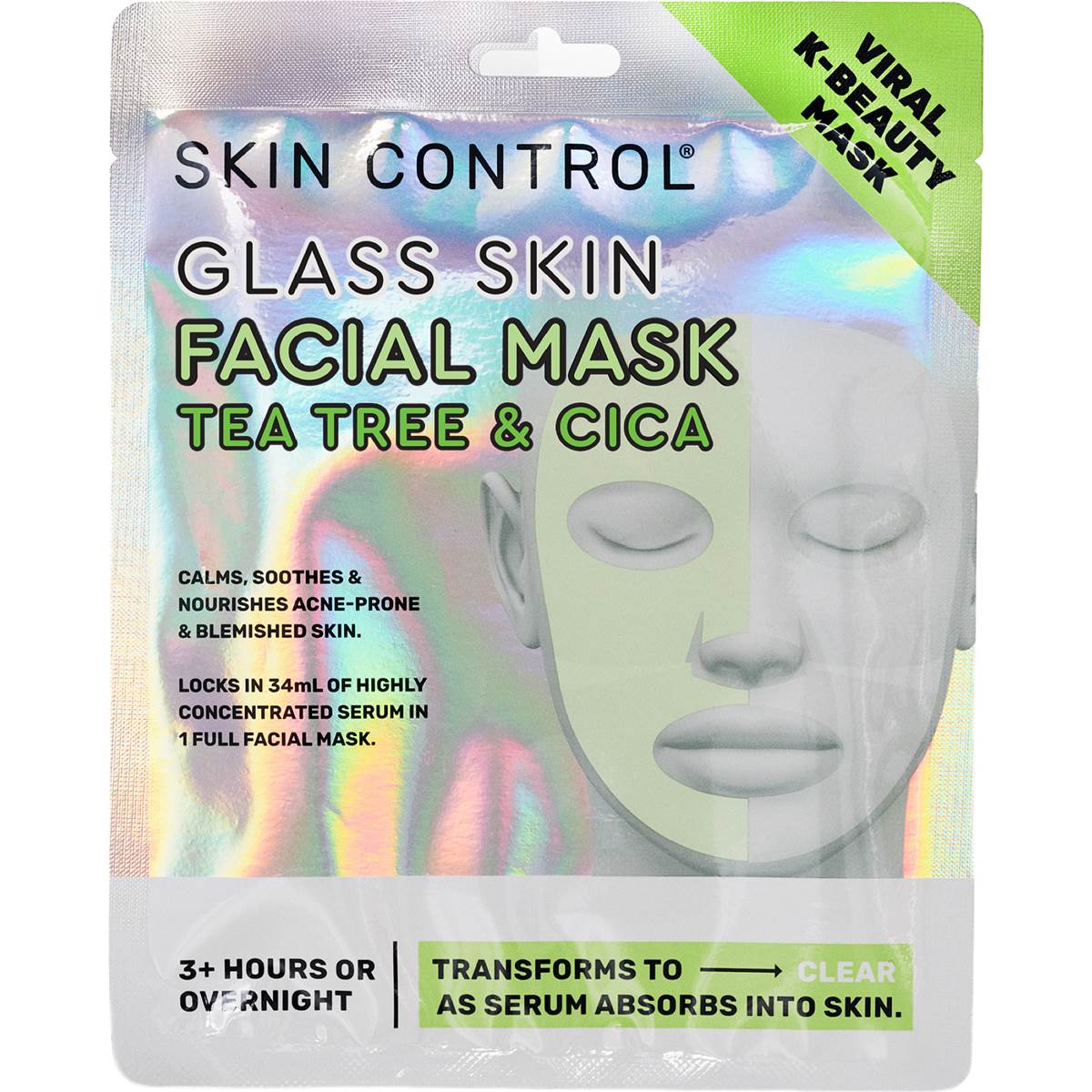 Skin Control Glass Skin Facial Mask Tea Tree & Cica each