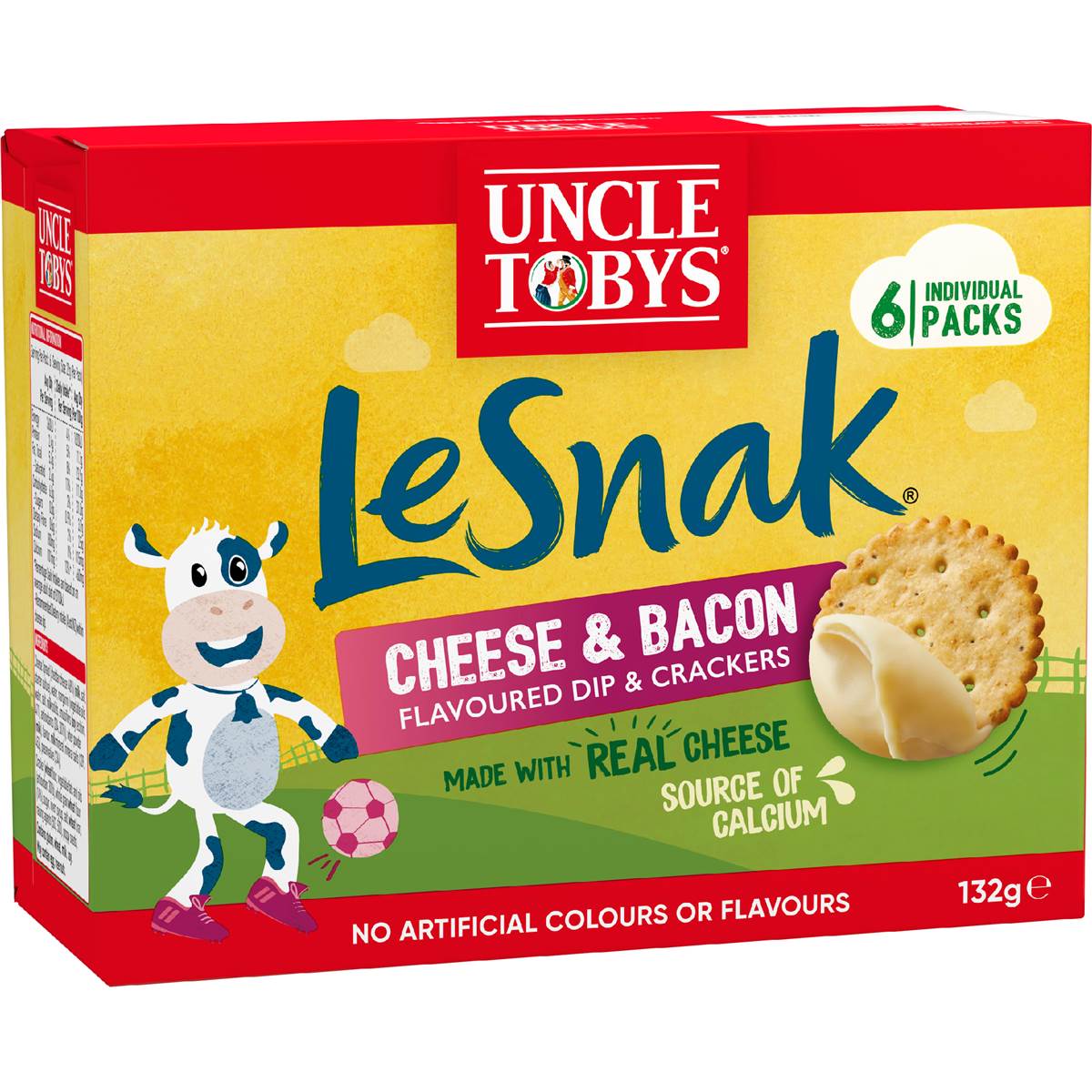 Uncle Tobys Le Snak Cheese & Bacon Dip & Crackers 6 pack