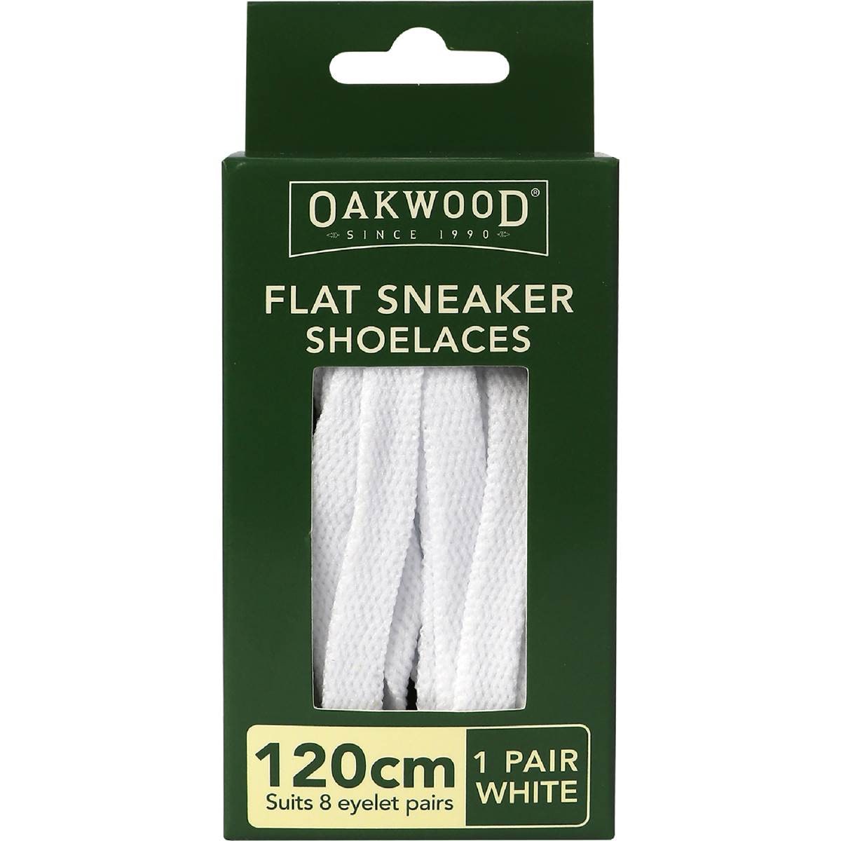 Oakwood Flat Sneaker Shoelaces White 120cm