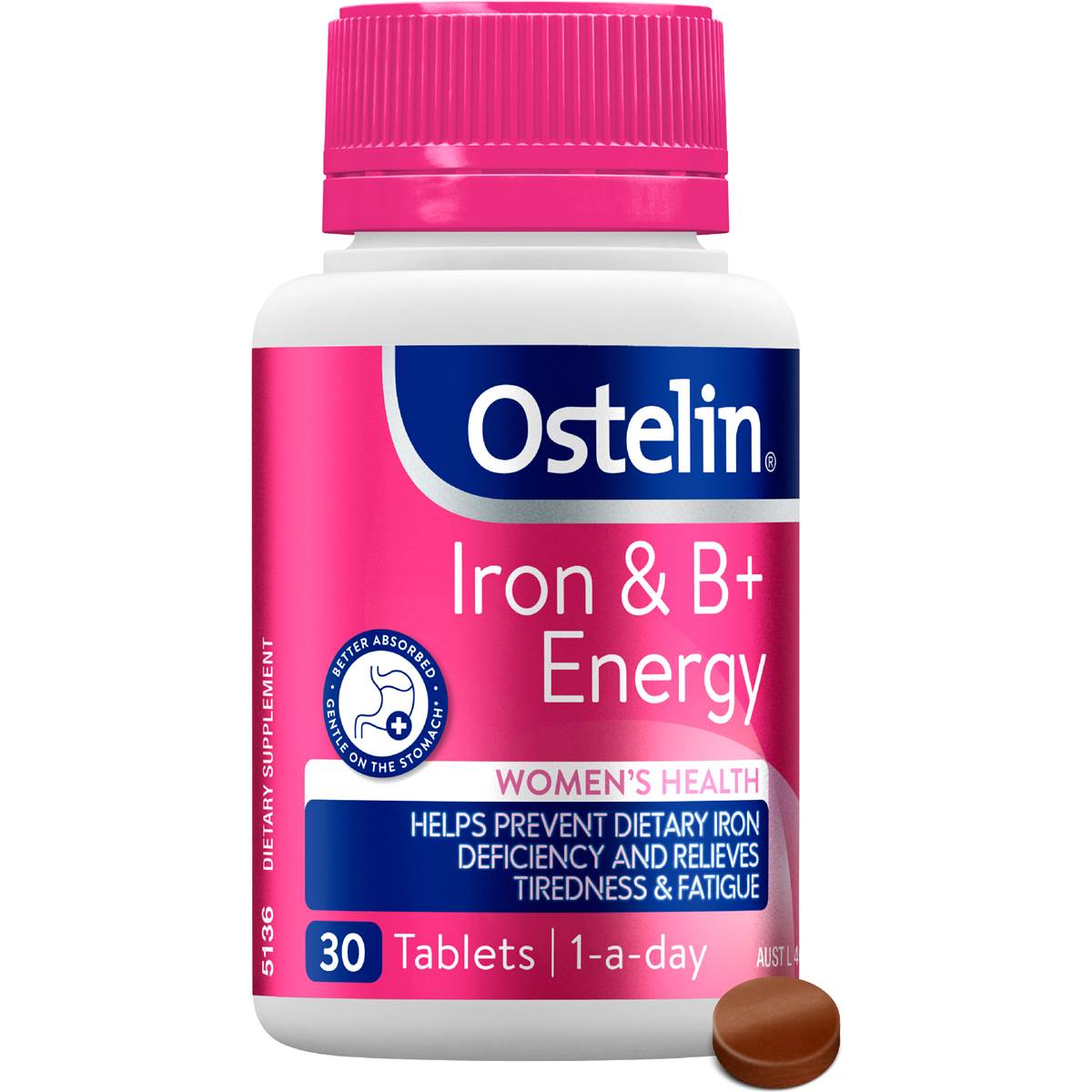 Ostelin Iron & B+ Energy Tablets For Women's Health 30 pack