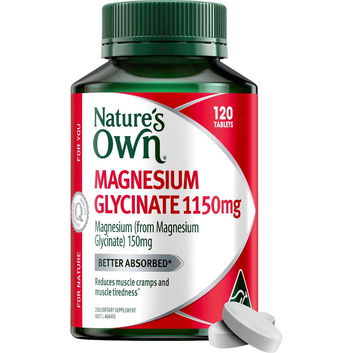Nature's Own Magnesium Glycinate 1150mg Tablets For Muscle Health 120 pack