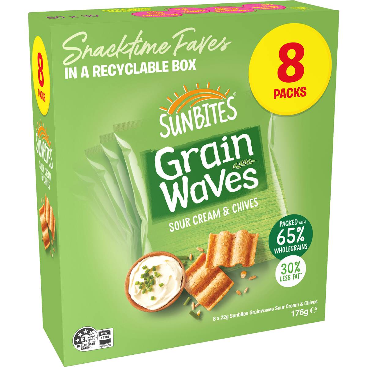 Sunbites Grain Waves Sour Cream & Chives 22g x 8 pack