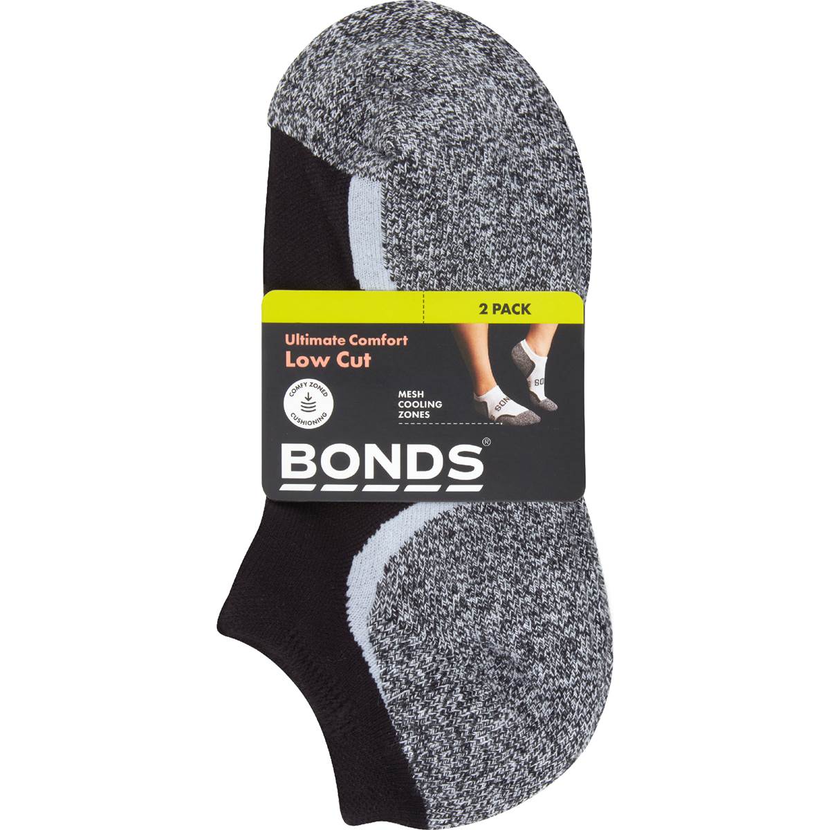 Bonds Womens Ultimate Comfort Lowcut Socks Size 8+ Assorted 2 pack