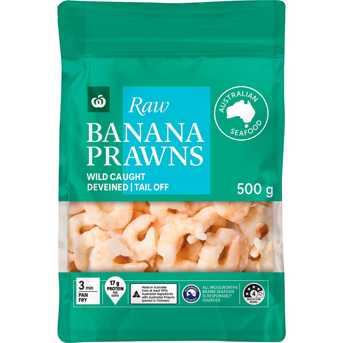 Woolworths Raw Banana Prawns Tail Off