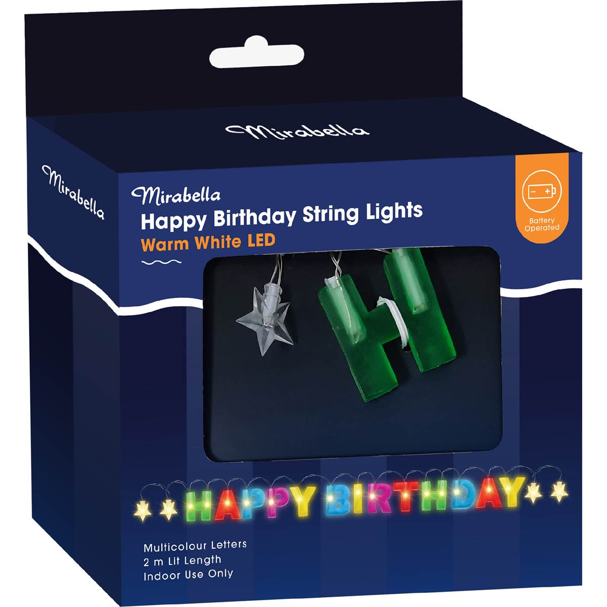 Mirabella Happy Birthday LED String Lights Multicolour 2m