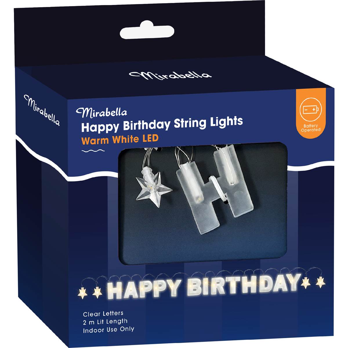 Mirabella Happy Birthday LED String Lights Warm White 2m