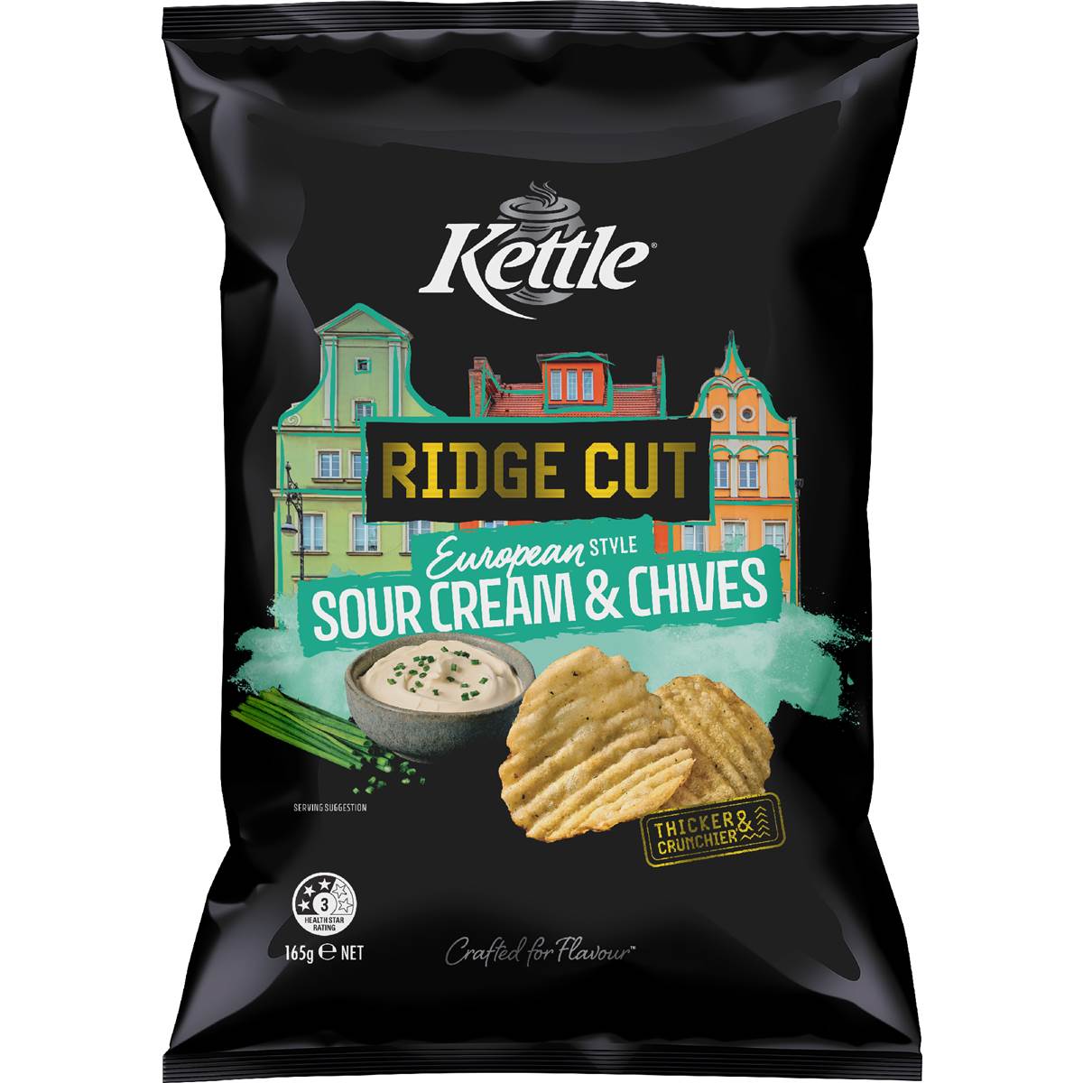 Kettle Ridge Cut Potato Chips European Sour Cream & Chives