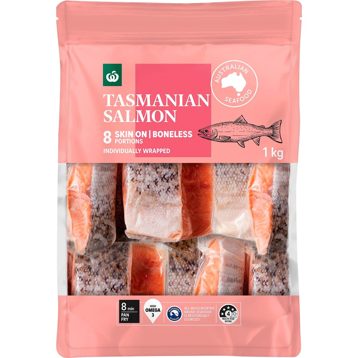 Woolworths Tasmanian Salmon Portions Skin On