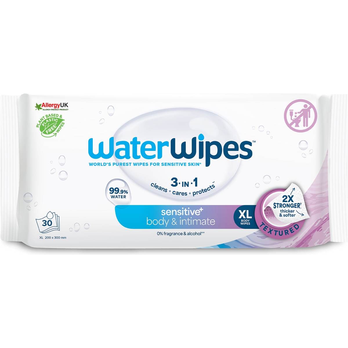 WaterWipes Body & Intimate Sensitive Wipes 30 pack