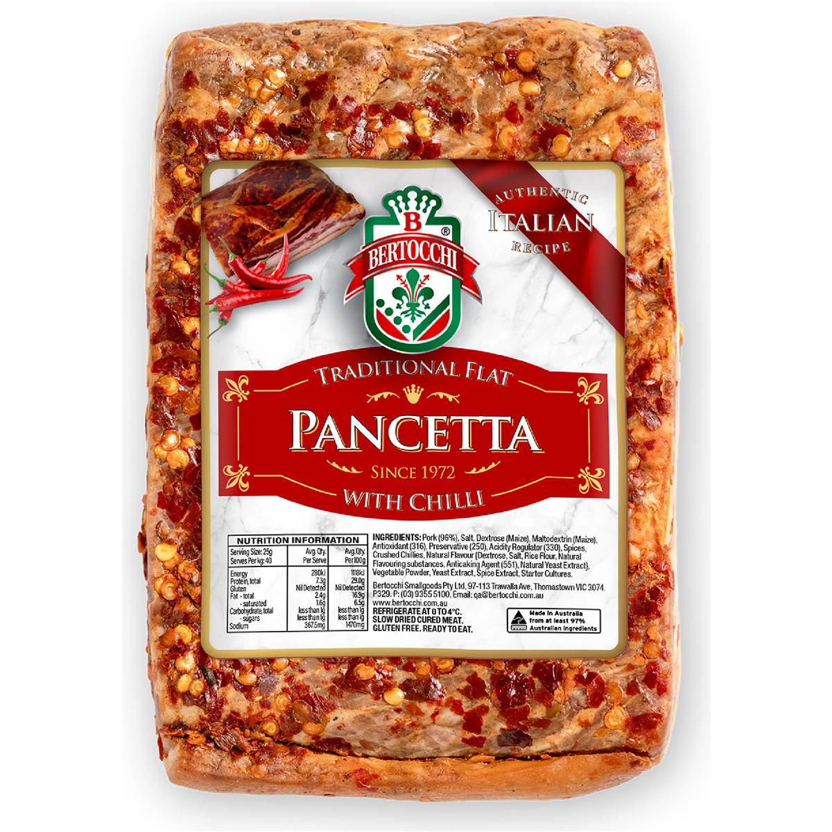 Bertocchi Flat Chilli Pancetta 250g