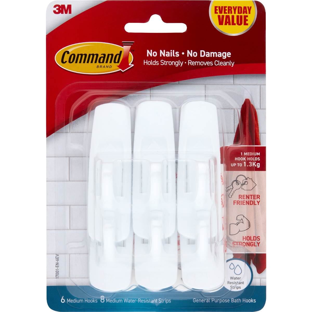 Command Everyday Value Bathroom Hooks Medium