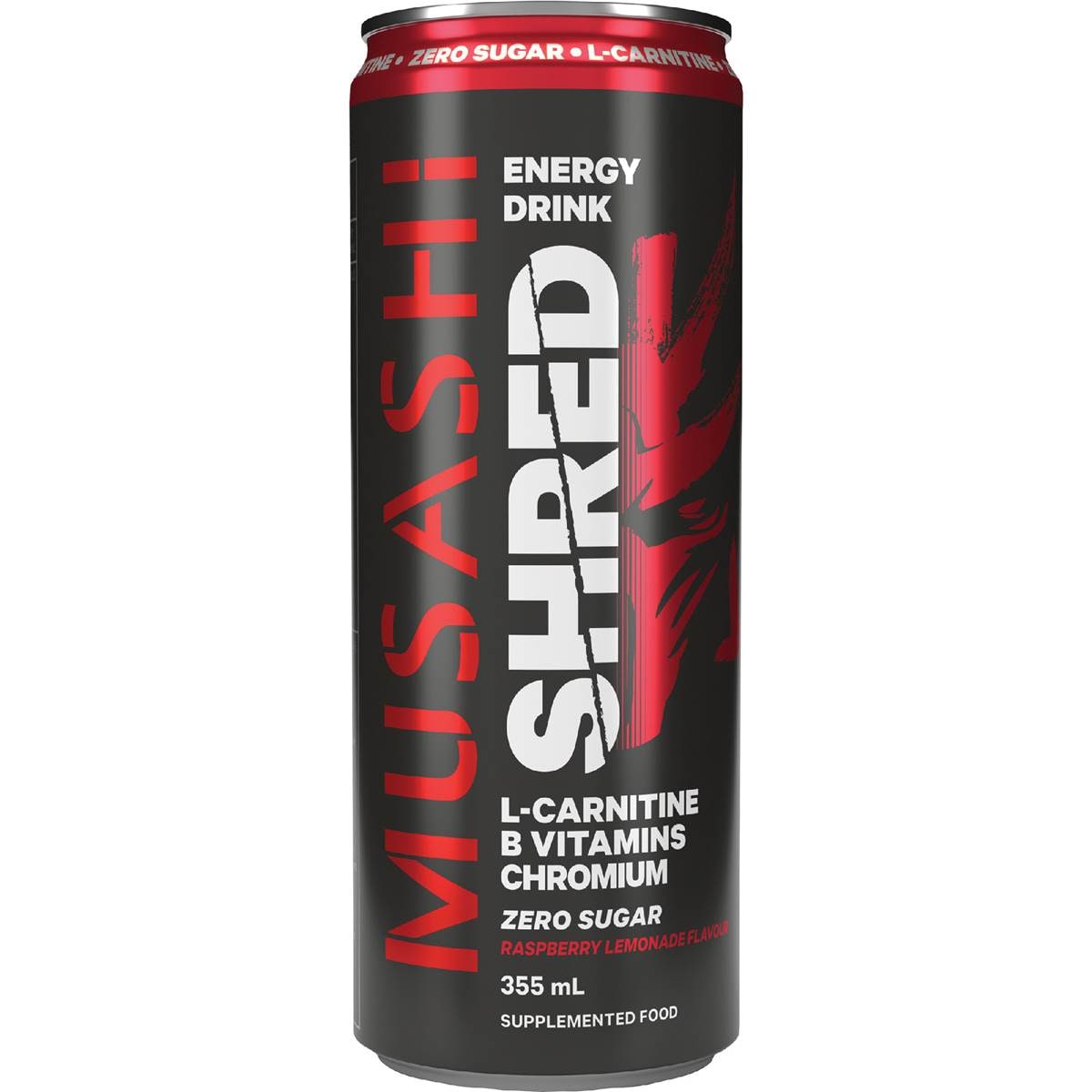 Musashi Shred Energy Drink Raspberry Lemonade Can
