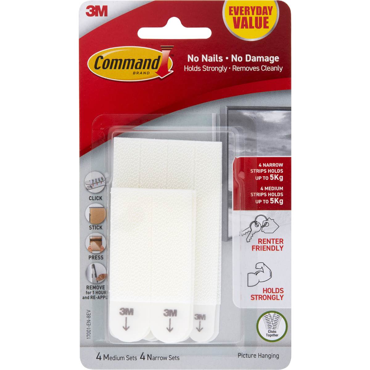 Command Everyday Value Assorted Hanging Strips Narrow & Medium