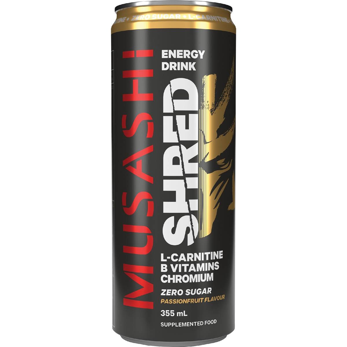 Musashi Shred Energy Drink Passionfruit Can