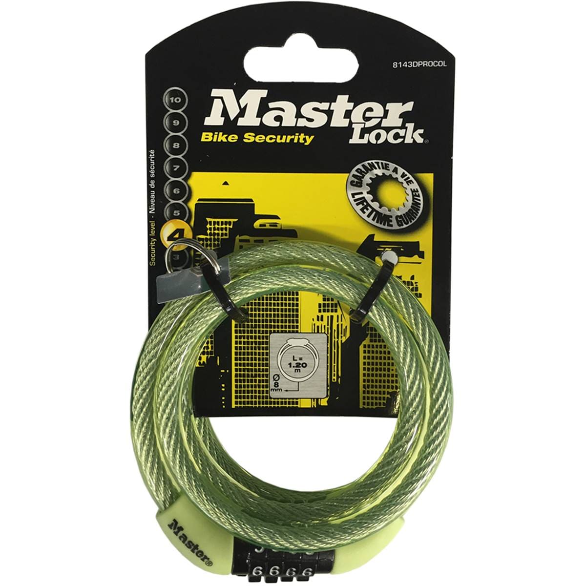Master Lock Bike Security Combination Cable 1.2m