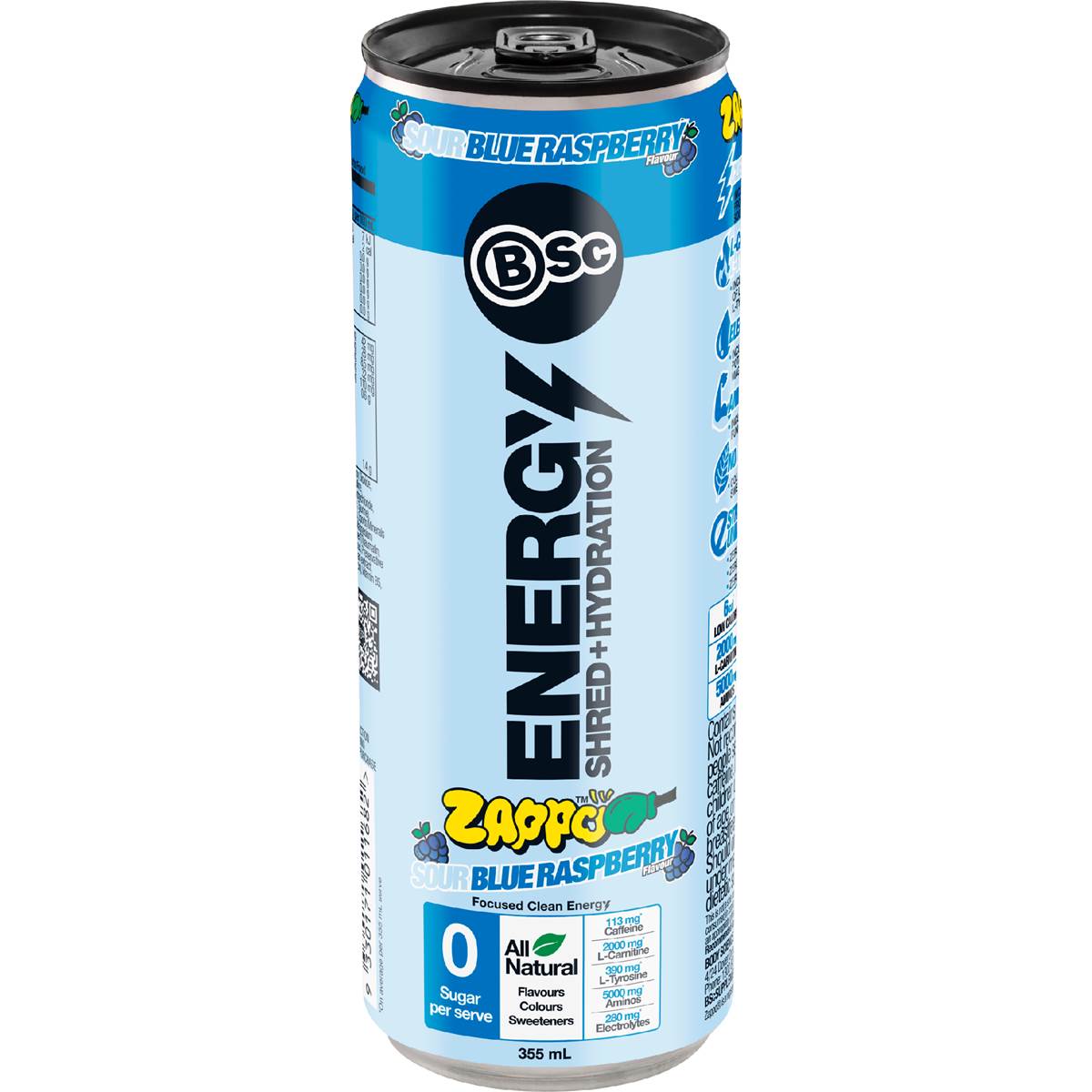 BSc Zappo Energy Shred & Hydration Blue Raspberry 355mL