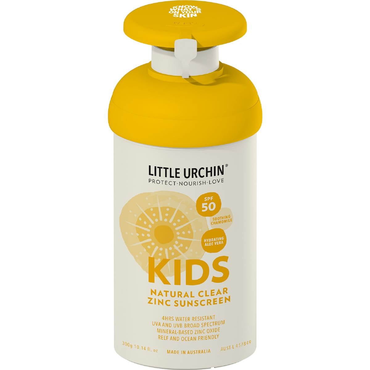 Little Urchin SPF50 Kids Natural Clear Zinc Sunscreen Pump