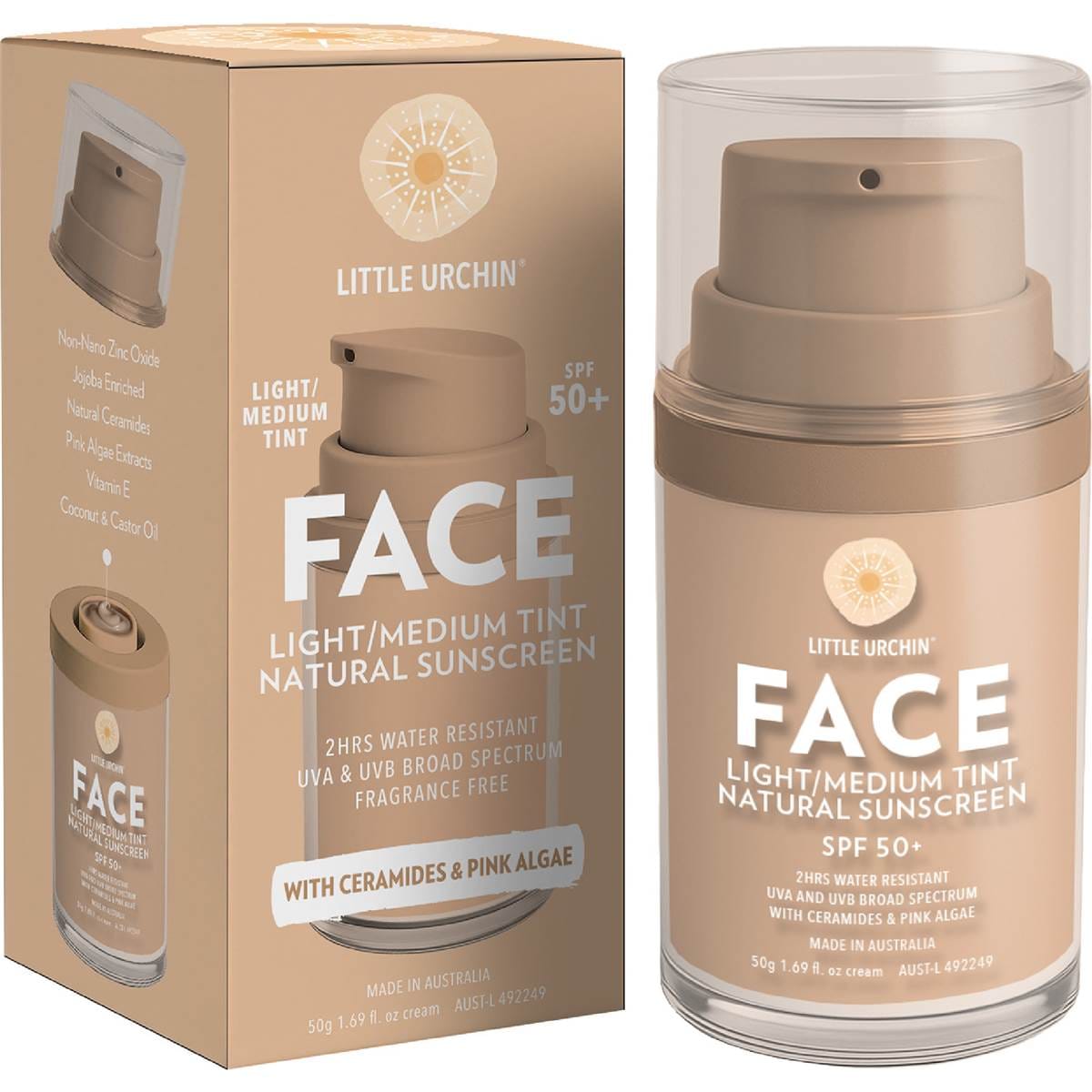 Little Urchin SPF50 Face Natural Sunscreen Light Tint