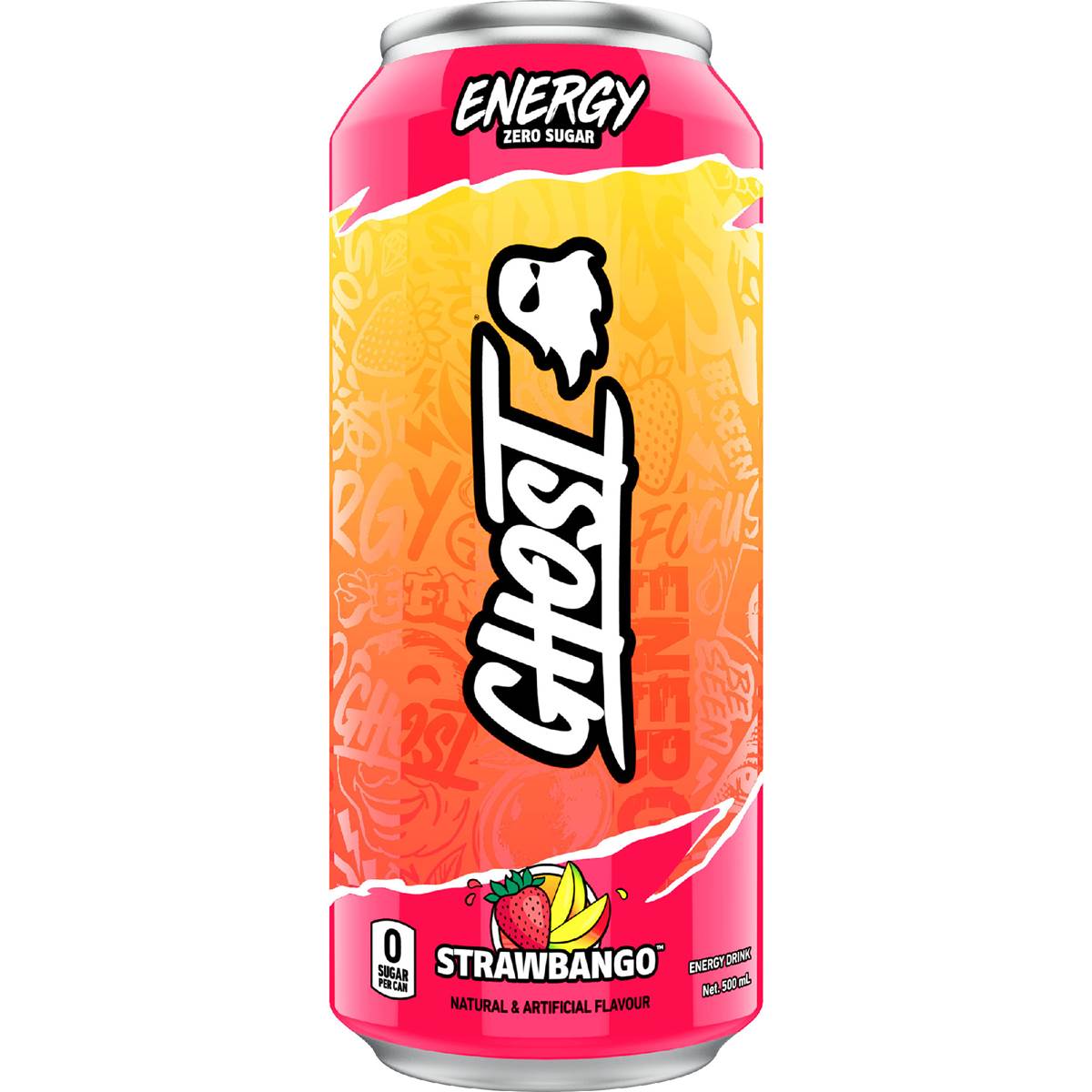 Ghost Energy Zero Sugar Strawbango Can