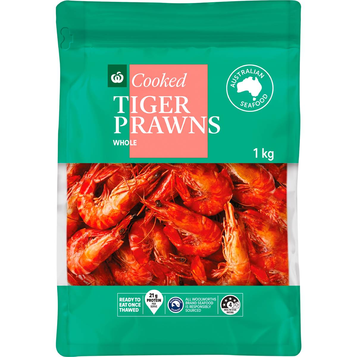 Woolworths Australian Cooked Tiger Prawns Whole