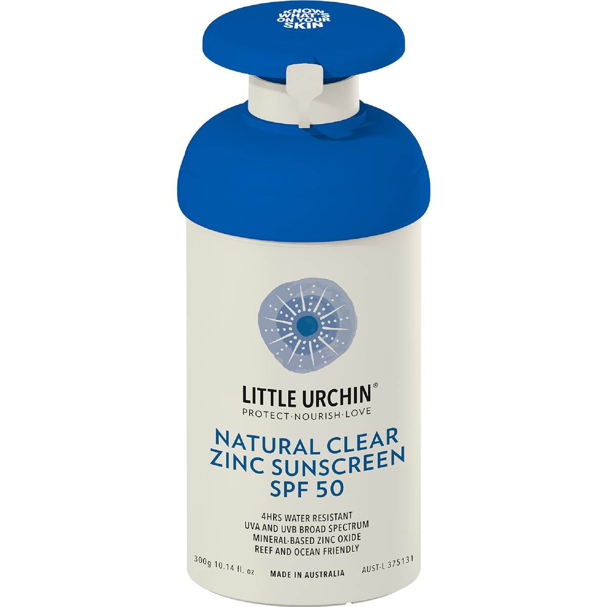 Little Urchin SPF50 Natural Clear Zinc Sunscreen Pump
