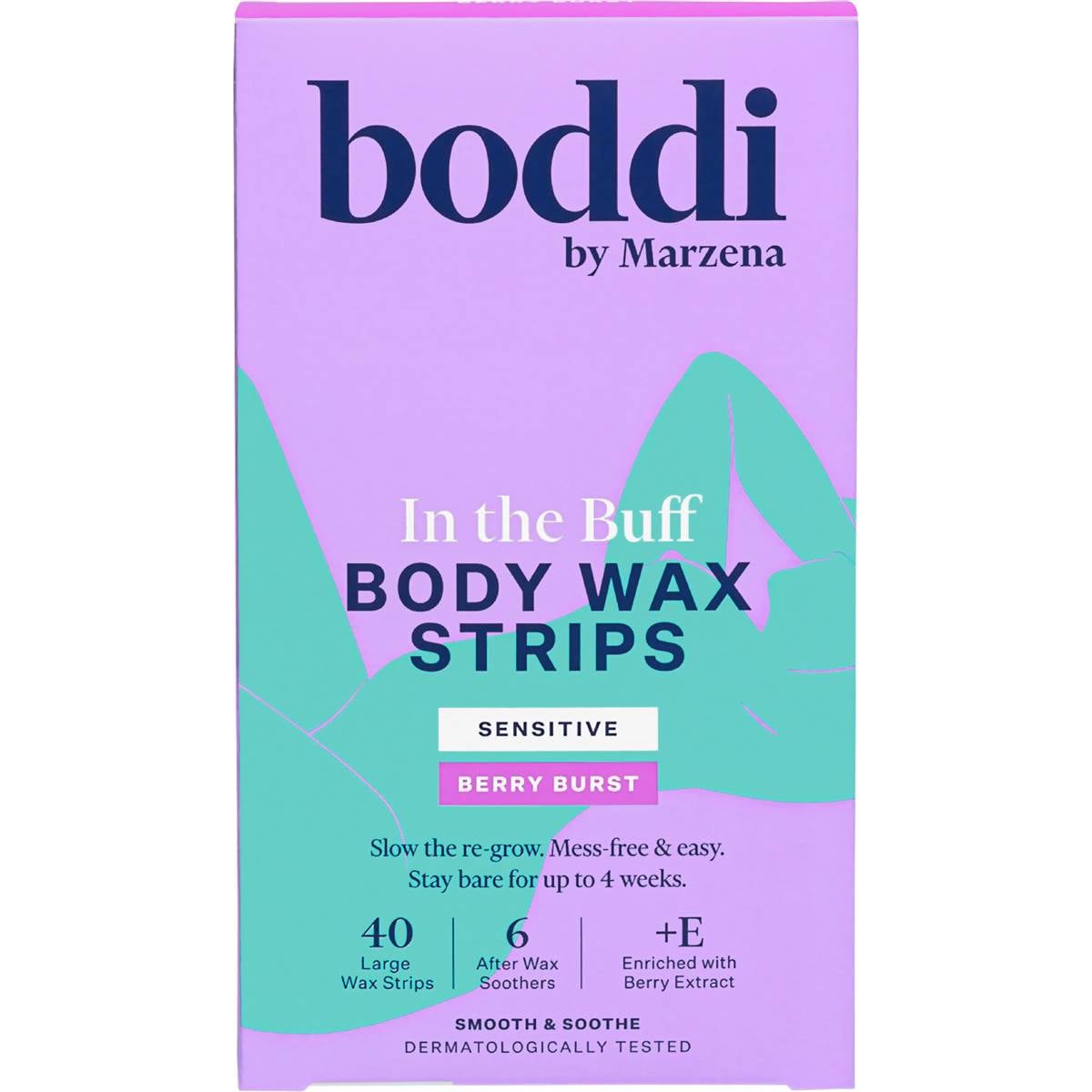 Boddi In the Buff Body Wax Strips Sensitive Berry Burst