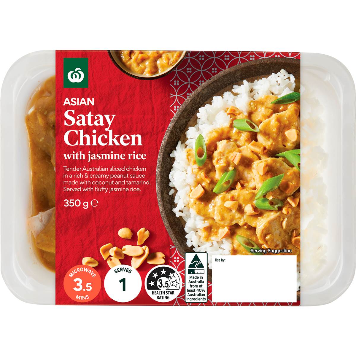 Woolworths Satay Chicken With Jasmine Rice 350g